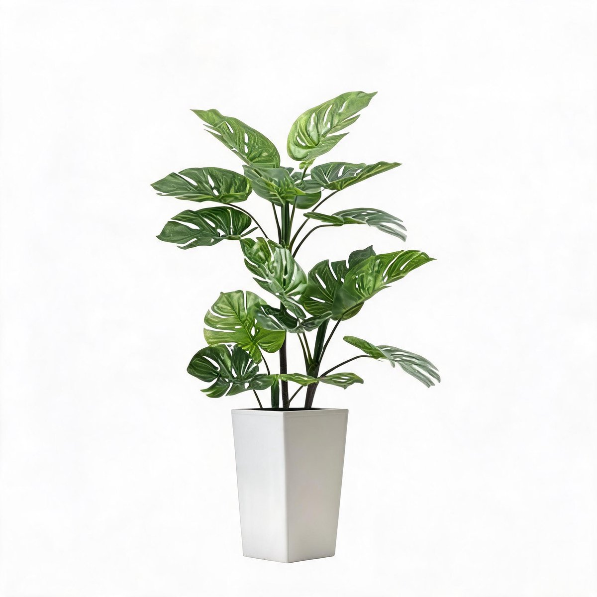 HOERFURIY - Kunst Monstera Plant 1 stuk - 137cm Met Hoge Witte Pot - Echte Natuurlijke Stam