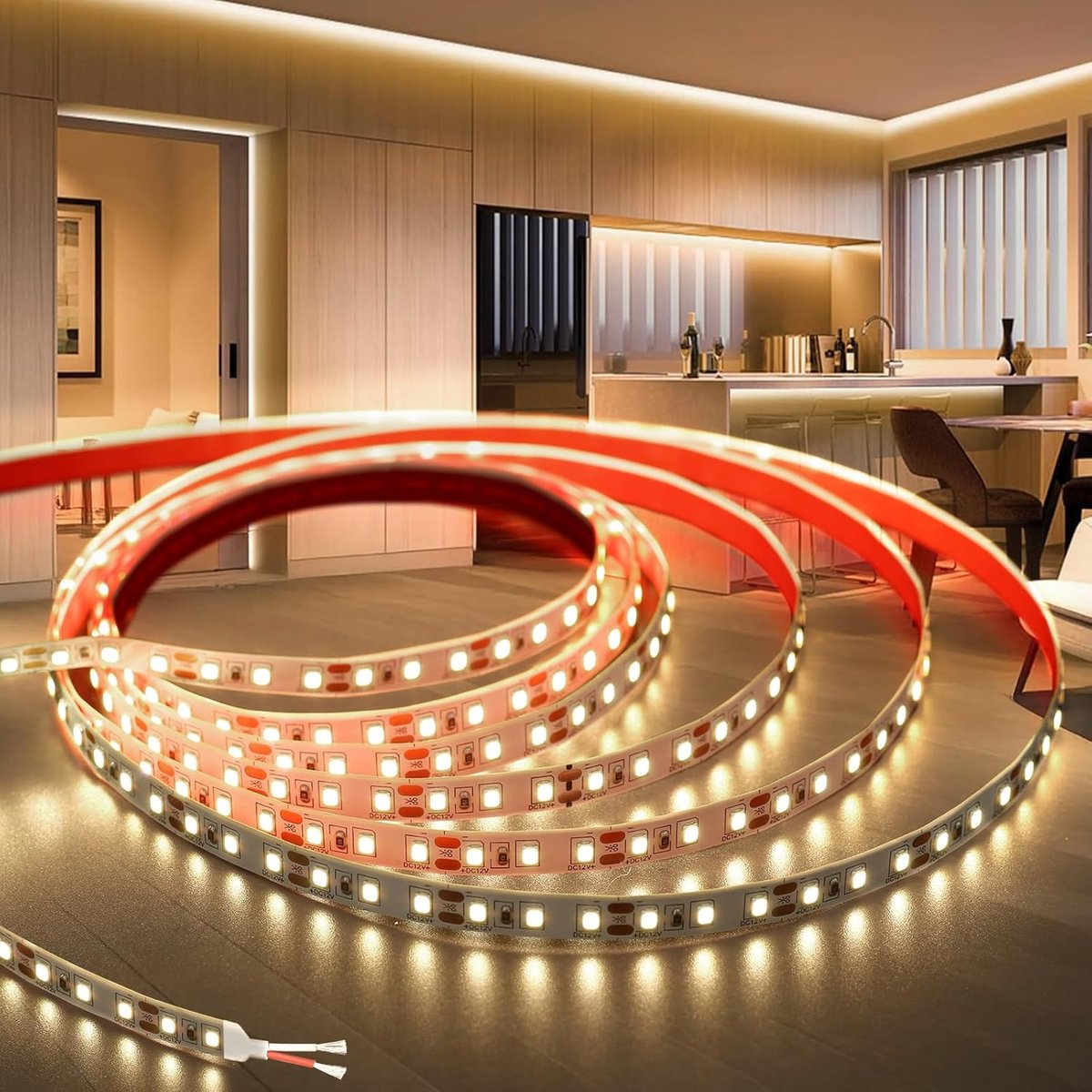 KSIBNW 12 V LED Strip 5 m, Self-Adhesive LED Strip, Neutral White, 4000 K, 8 mm Wide LED Fairy Lights, Light Strip - ShopVlot