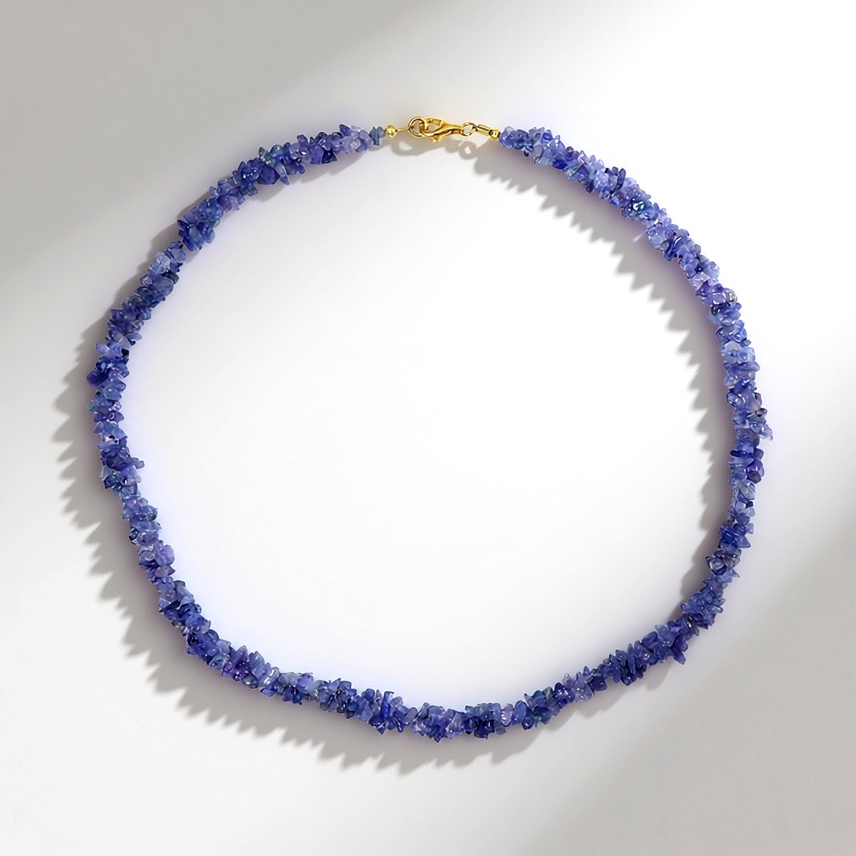 Cavill - Zilveren Halsketting - 925 Sterling Zilver Verguld - 124,68 Karaat Tanzaniet Fancy Kralen - Boho Chic Dames Ketting Elegant 45 cm