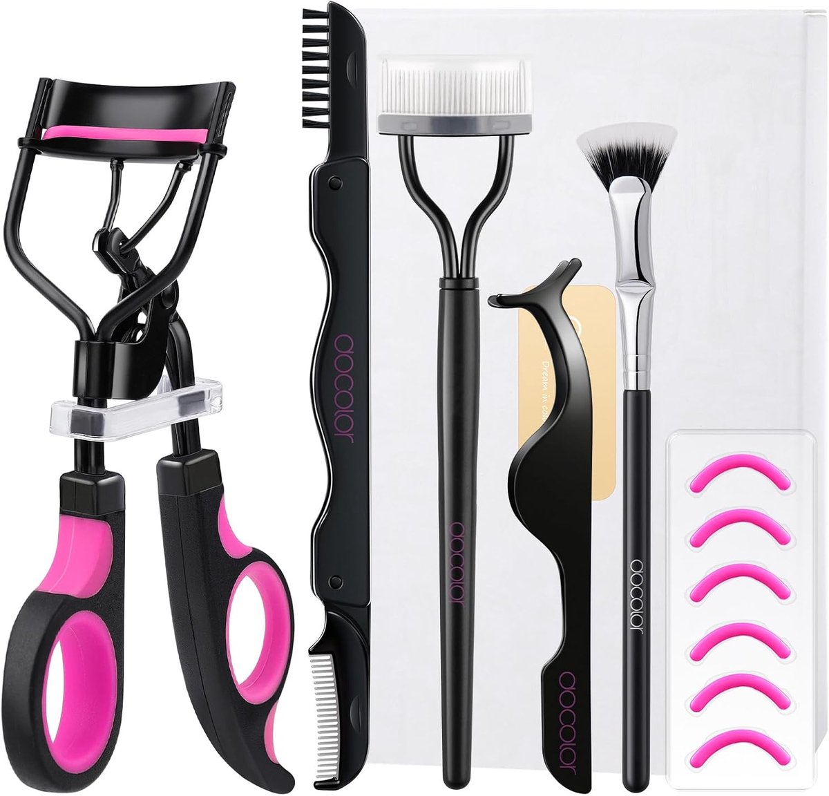 1 set van 5 stuks - Wimperclip - Straight Steel Kam - Dubbele opvouwbare wenkborstel - Multifunctionele schoonheidsgereedschap - Beauty Wimpers