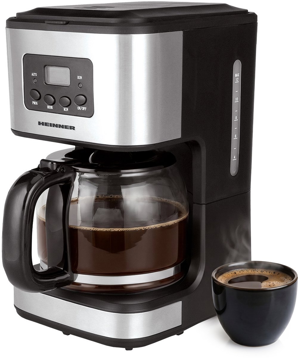 Heinner HCM-D915 Digitaal Filterkoffiezetapparaat – 900 W – Inhoud 1,5 L – LCD-display – Programmeerbare 24-uurs Timer – Warmhoudplaat – Druppelstop – Automatische Uitschakeling – Zwart/RVS