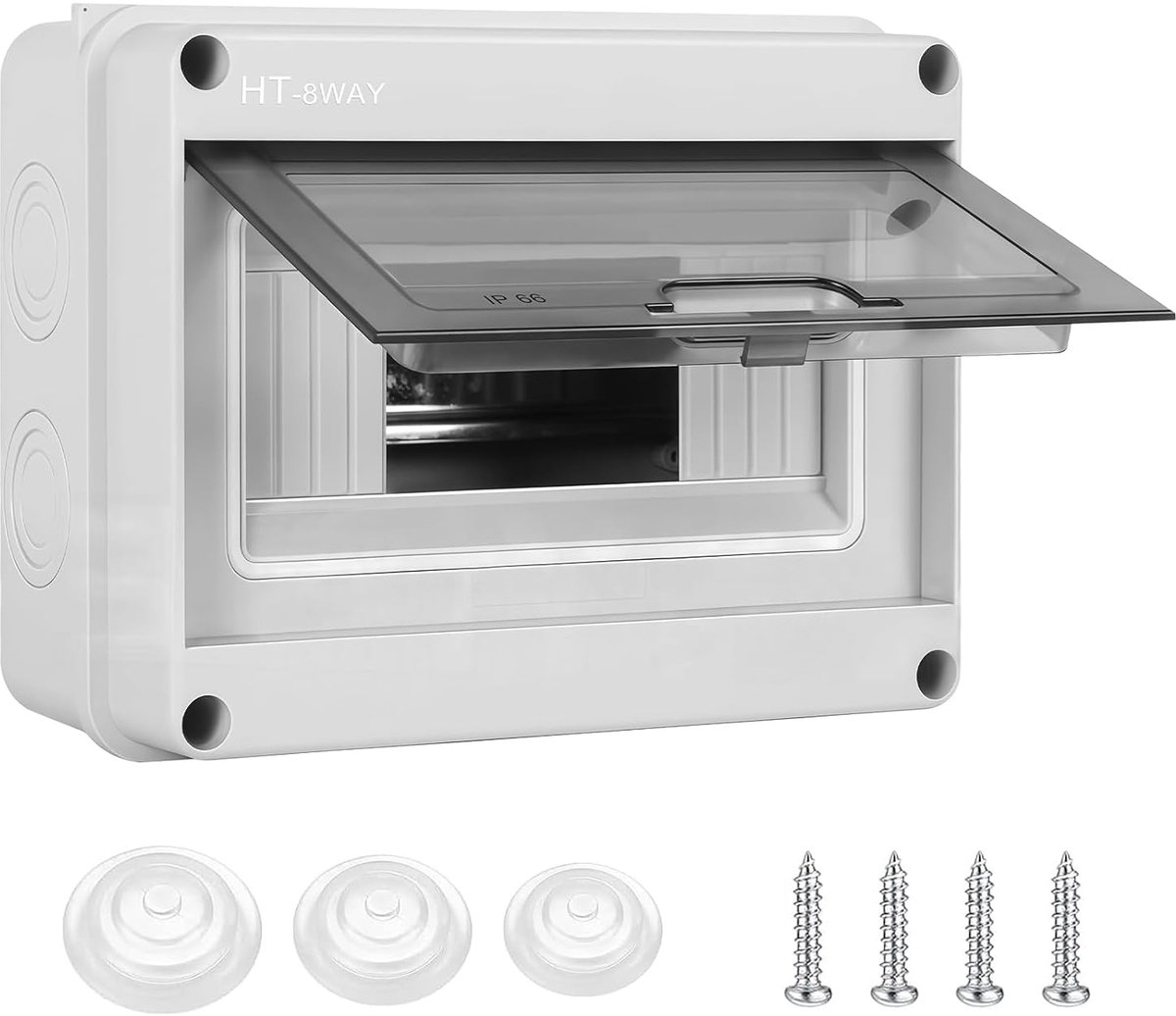 Fuse Box Surface-Mounted 8-Module, Single Row Junction Box, IP65, Surface Division for Outdoor, Garden, Courtyard - ShopVlot