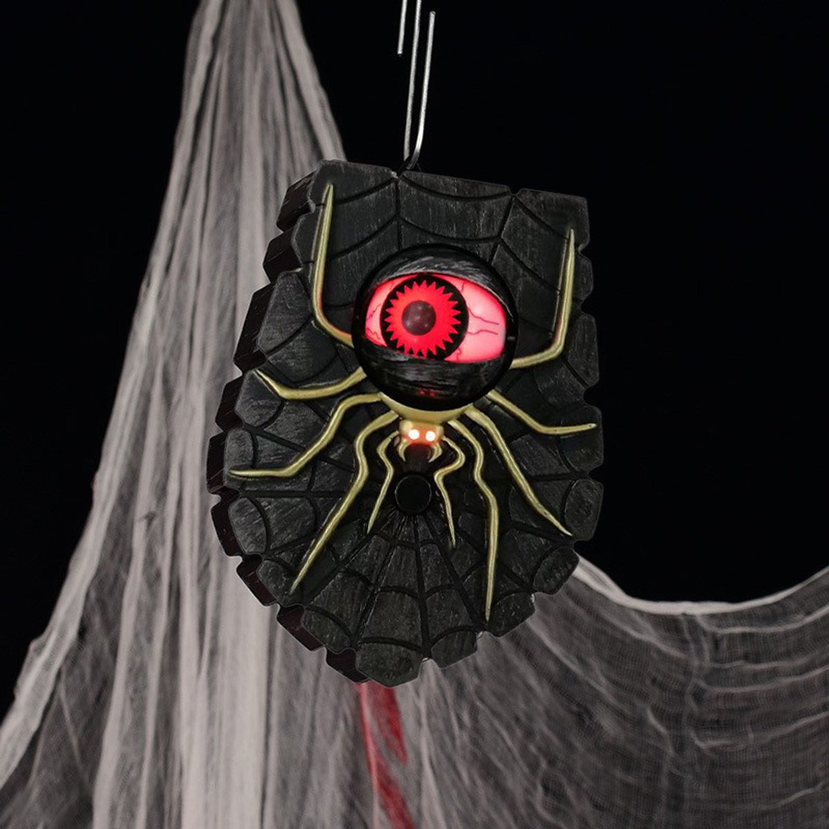 Halloweenbel, oogbol-deurbel, lichtgevende ogen met spooky geluiden, Halloween-decoratie, griezelig feestrekwisiet, spinnen