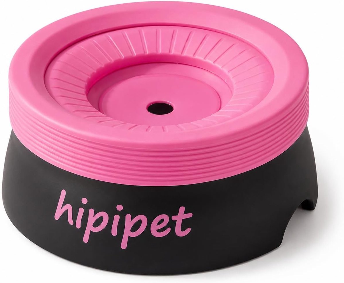 Waterbak voor huisdieren - anti-overloopbak - anti-overloop en anti-kantelbak - 600ml - drijvende bak - geen natte bek - waterdispenser voor huisdieren - geschikt voor katten en kleine tot middelgrote honden - roze