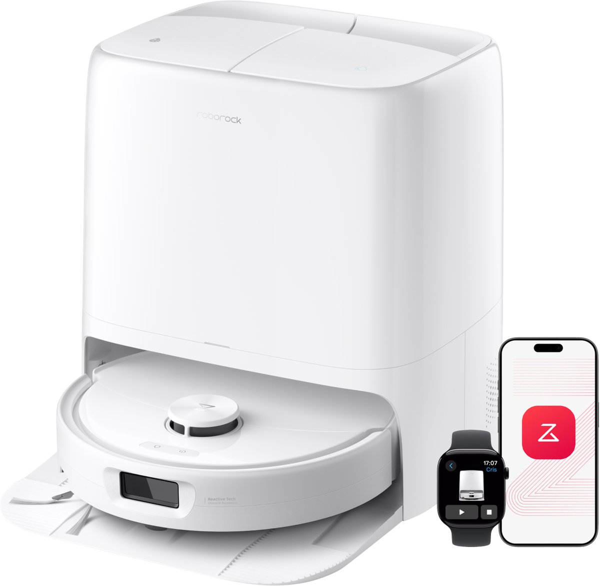 Roborock Qrevo 2 Pro-Robotstofzuiger-FlexiArm-technologie-25000 Pa-dubbel anti-klitsysteem-Intensieve tapijtreiniging 15 mm Dweilverhoging-Drogen met 45°C hete lucht en zelfreiniging op 75°C-Roborock SmartPlan 3.0-Reactive Tech obstakelvermijding