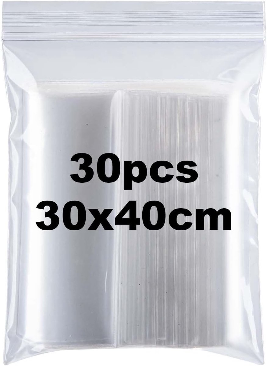 Hersluitbare zakjes zipsluiting - Transparant - 30 x 40 cm - Polyethyleen zakken met ritssluiting - Voor verpakkingen