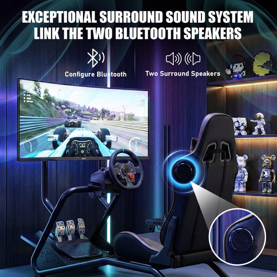 HHHK - Simulator Cockpit - Racestoel - Playseat - Sim Racing - Verstelbaar - Racing Seat - Simulator Stoel - Met Speakers van hhhk — afbeelding 3