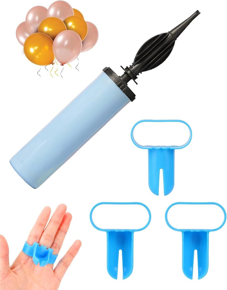 Waterballon pomp - Blauw - 28 cm - Handbediend Plastic Opblaasapparaat - Voor Feest en Buitenactiviteiten