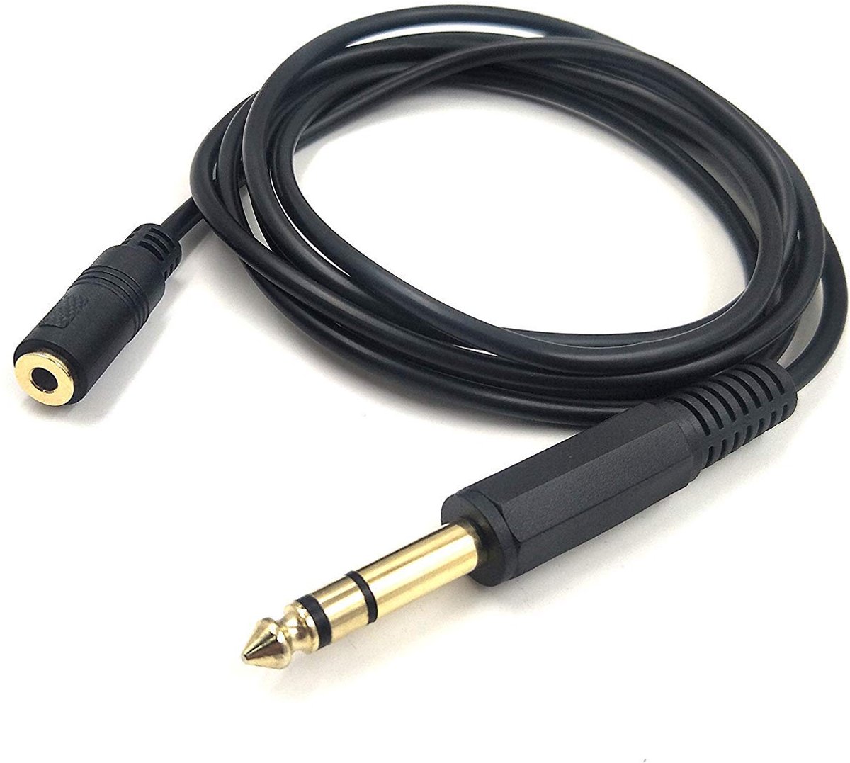 Stereo audio jack converter kabel 3.5mm naar 6.35mm - goudgeplateerd - 1.5 meter - ideaal voor hoofdtelefoons - ShopVlot