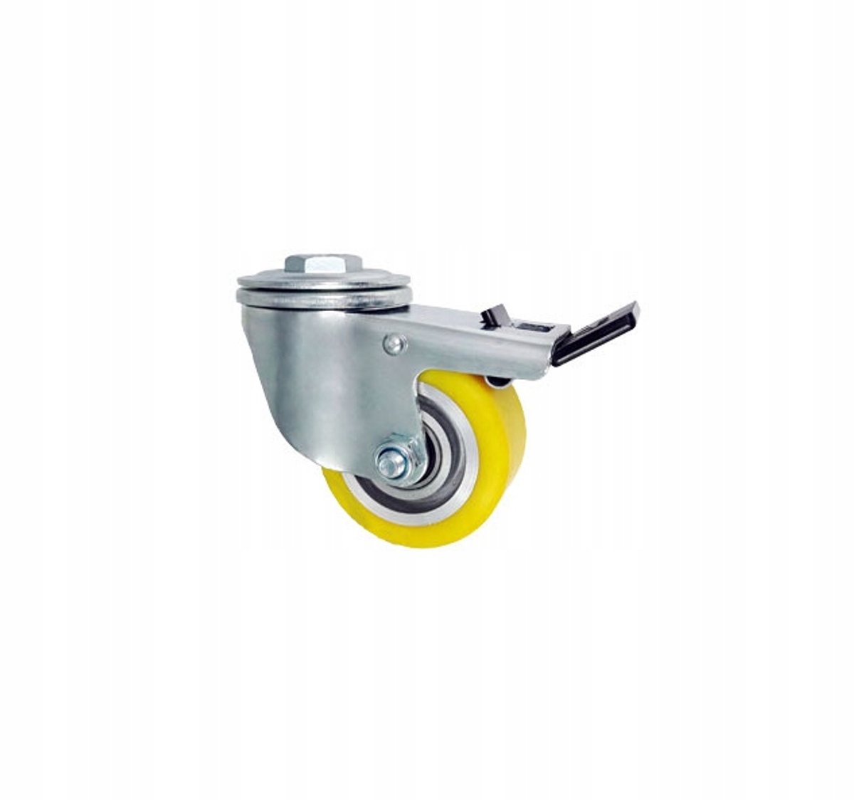 Aluminium-polyurethaan wiel met rem, Ø80mm, 200kg draagvermogen