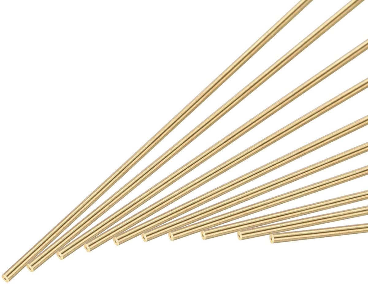 Messing ronde staven 1 mm x 300 mm - Set van 10 - Hoogwaardige messing - Ideaal voor precisiewerk - ShopVlot