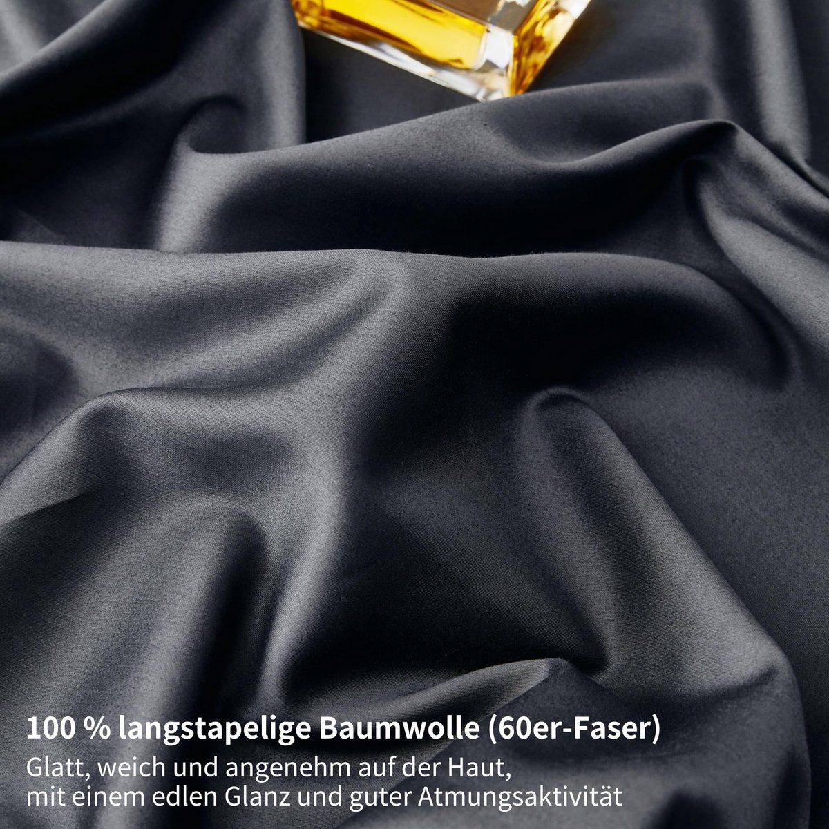 Hoeslaken 160 x 200 cm - katoen satijn - donkergrijs - verkoelend en ademend - ShopVlot