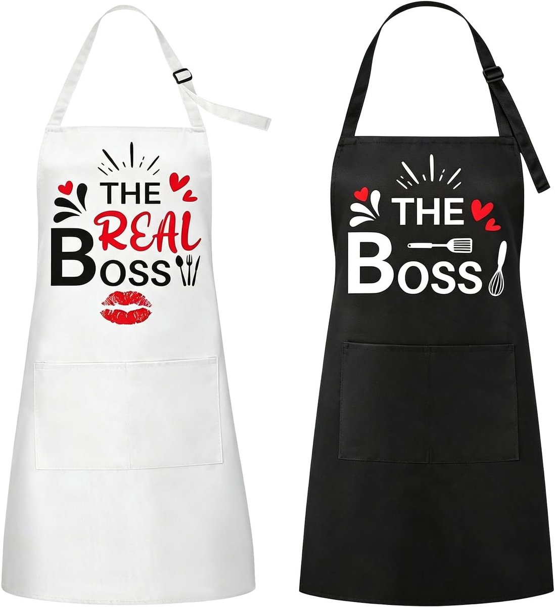 Keukenschorten 2 stuks - verstelbaar en met zak - grappige ontwerpen - perfect voor koken - ShopVlot
