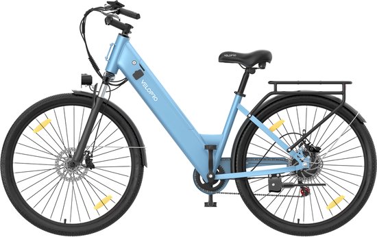 Velopro C1 Elektrische Fiets 36V 250W-13Ah Accu, 27.5 inch- 7 Versnellingen-LCD Display- Voorvering- Alleen Trapondersteuning-Blau van VeloPro™ — afbeelding 2