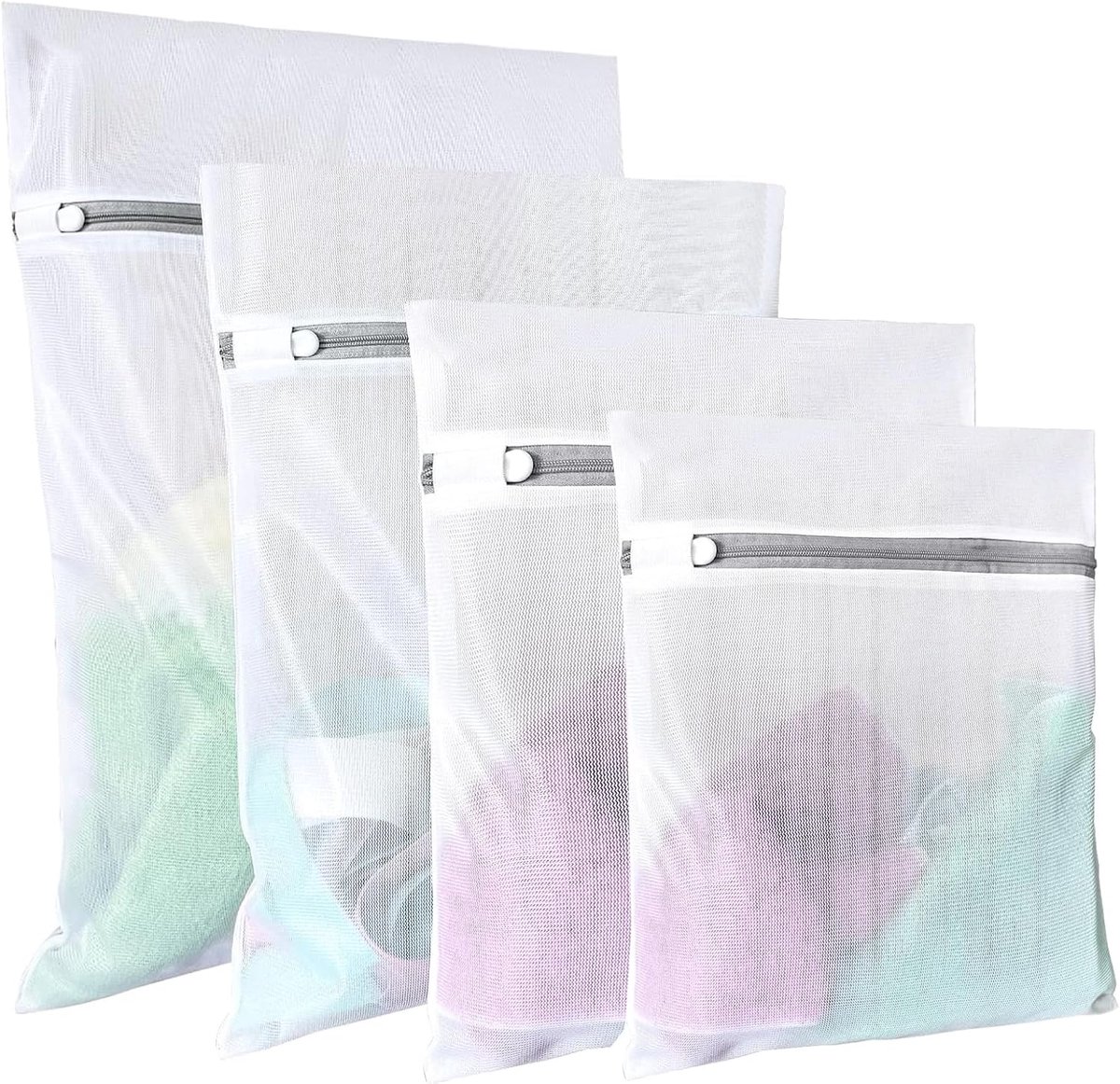 Wasnetten Set Van 4 Stuks - Extra Grote Reis Waszakken Met Rits - Beschermende Zakken Voor Bh's En Babykleding - Ideaal Voor Reizen En Thuisgebruik