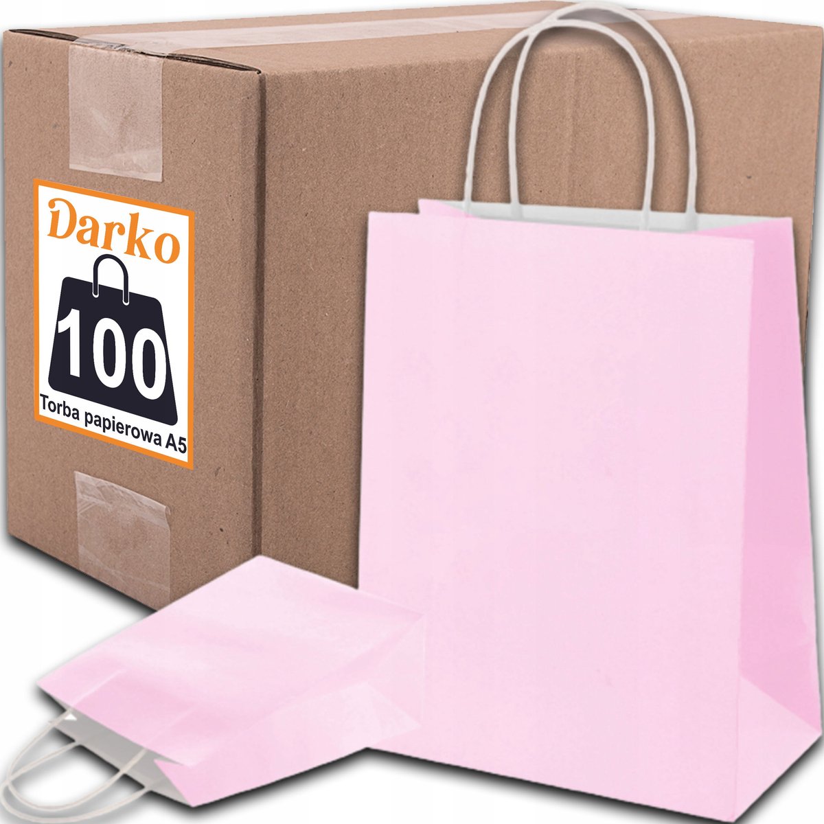 Roze papieren Cadeautas A5 100 stuks - Eco Kraft 22,5x8x18 cm