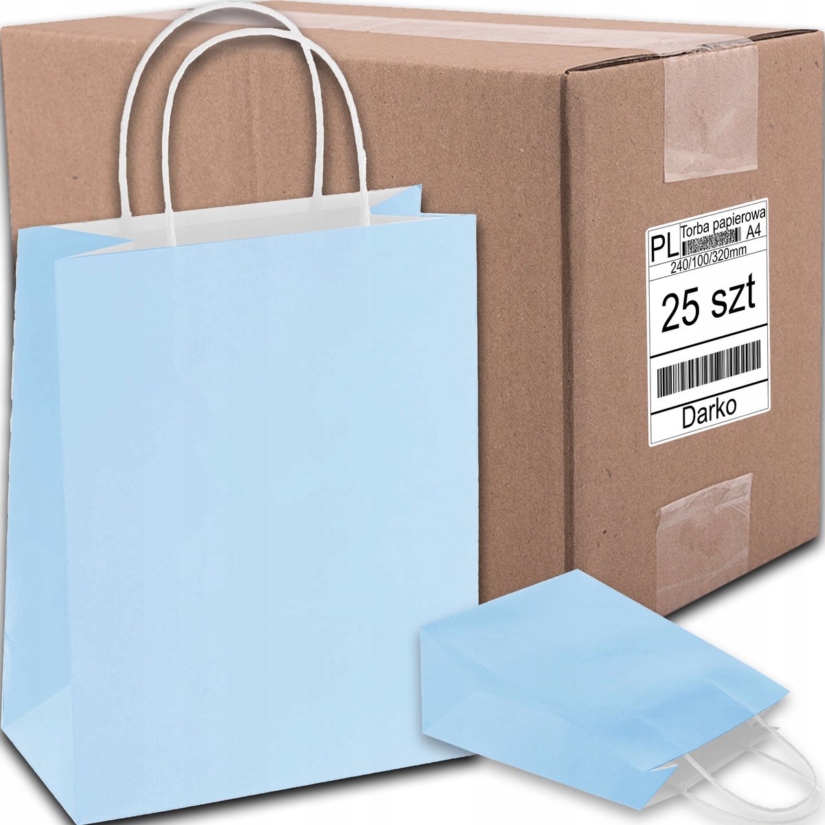 Blauwe papieren Cadeautas A4 - 25 stuks - Eco Kraft - 24x10x32 cm