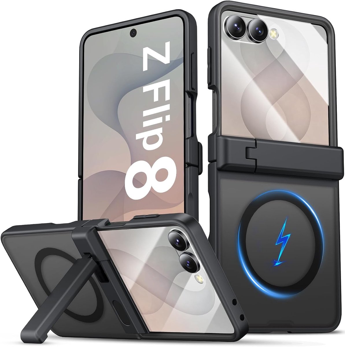 Zandarix Hoesje Geschikt voor Samsung Galaxy Z Flip 8 - Kicksand - Geschikt voor Mag - Militaire - Back Cover Hoesje - Zwart