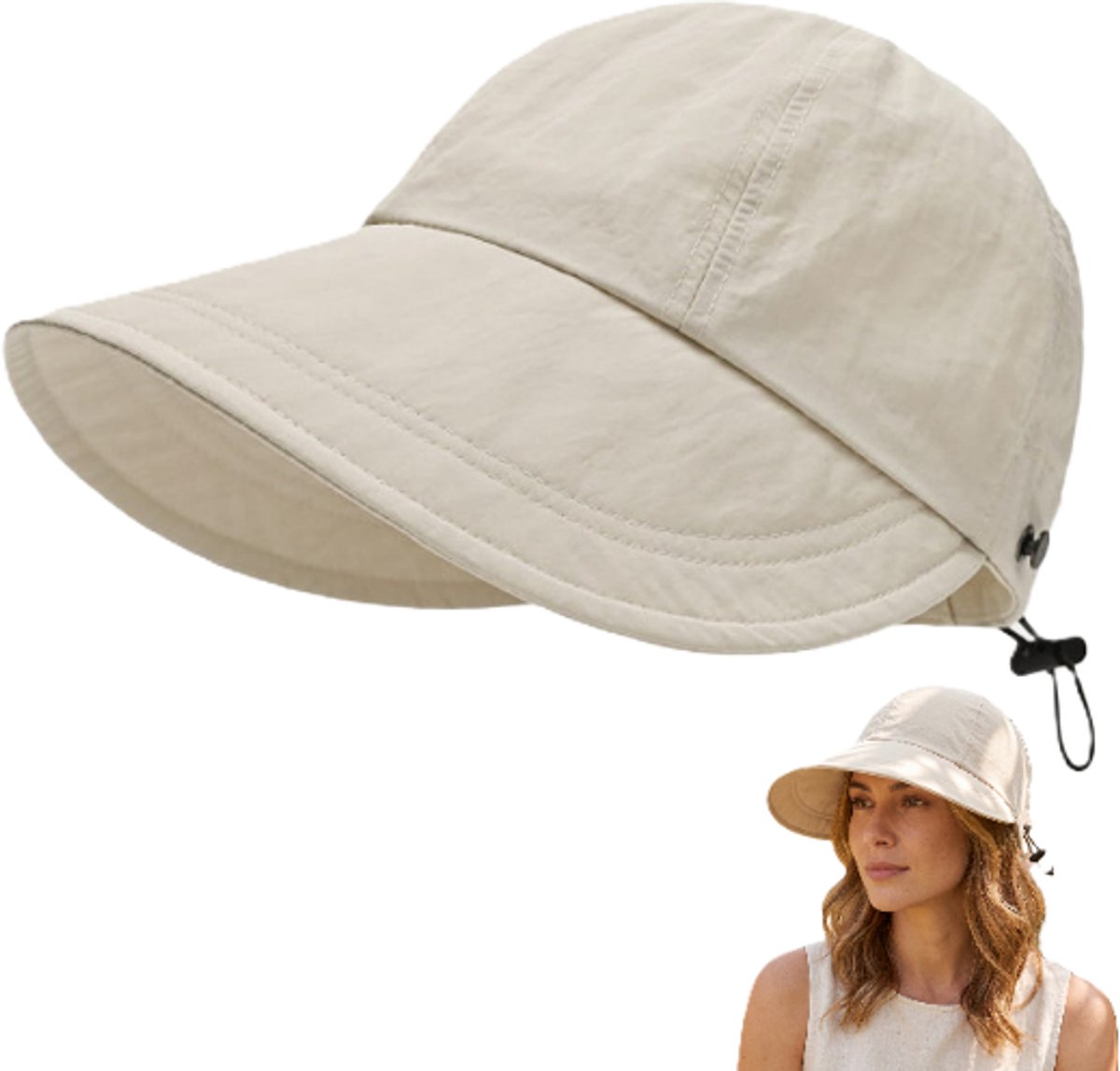 Zonnehoed - Opvouwbare Strandhoed met Brede Rand - Voor wandelen/vissen - Zomer & Buiten - Beige - LOUZIR