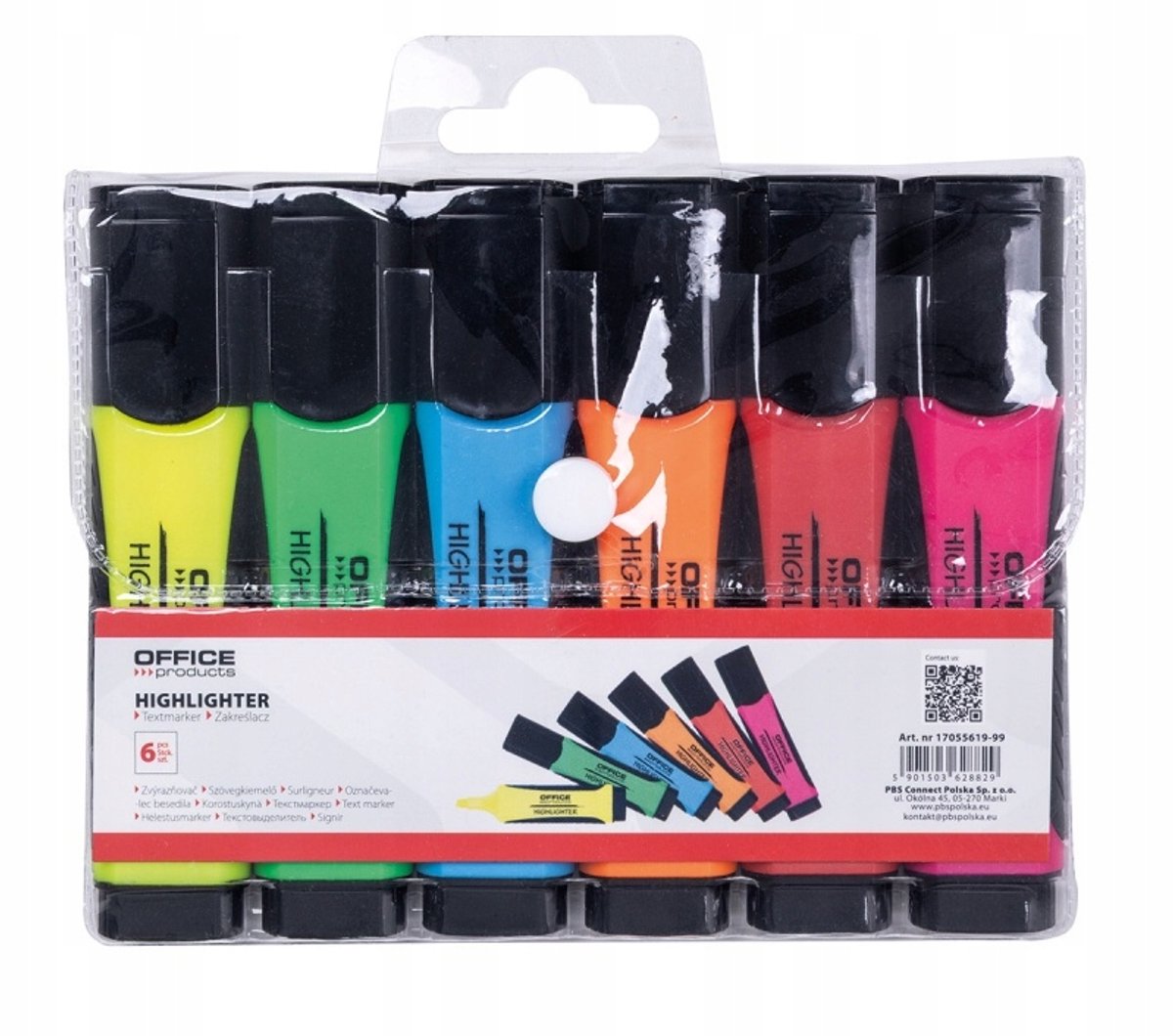 Set van 6 Markeerpennen met Rubberen Grip, 2-5mm, Mix Kleuren