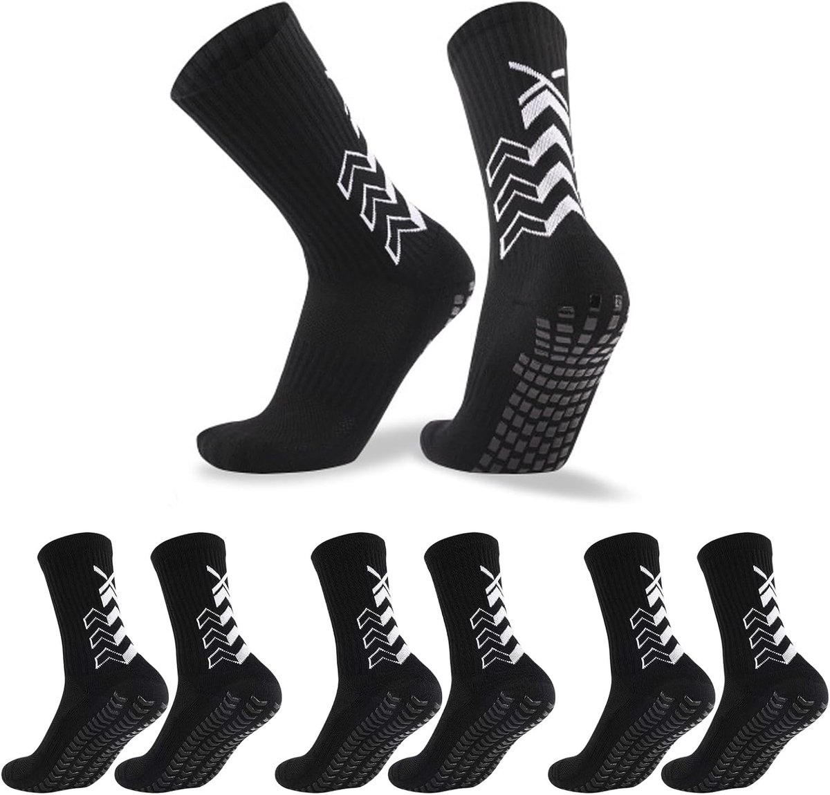 Antislip sokken voor heren en dames, 4 paar van polyester, voor voetbal, basketbal, hardlopen, fietsen, maat 39-45 - ShopVlot