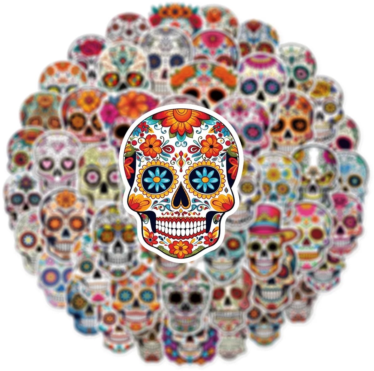 10 Stuks van de Doden Schedel Stickers – Halloween Stickers voor Laptop, Telefoon, DIY Decoratie & Scrapbooking