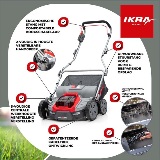 IKRA Bosch 36 V 3-in-1 accu-verticuteermachine en gazonbeluchter IB-SR 36, inclusief twee rollen - exclusief accu en oplader van IKRA — afbeelding 5