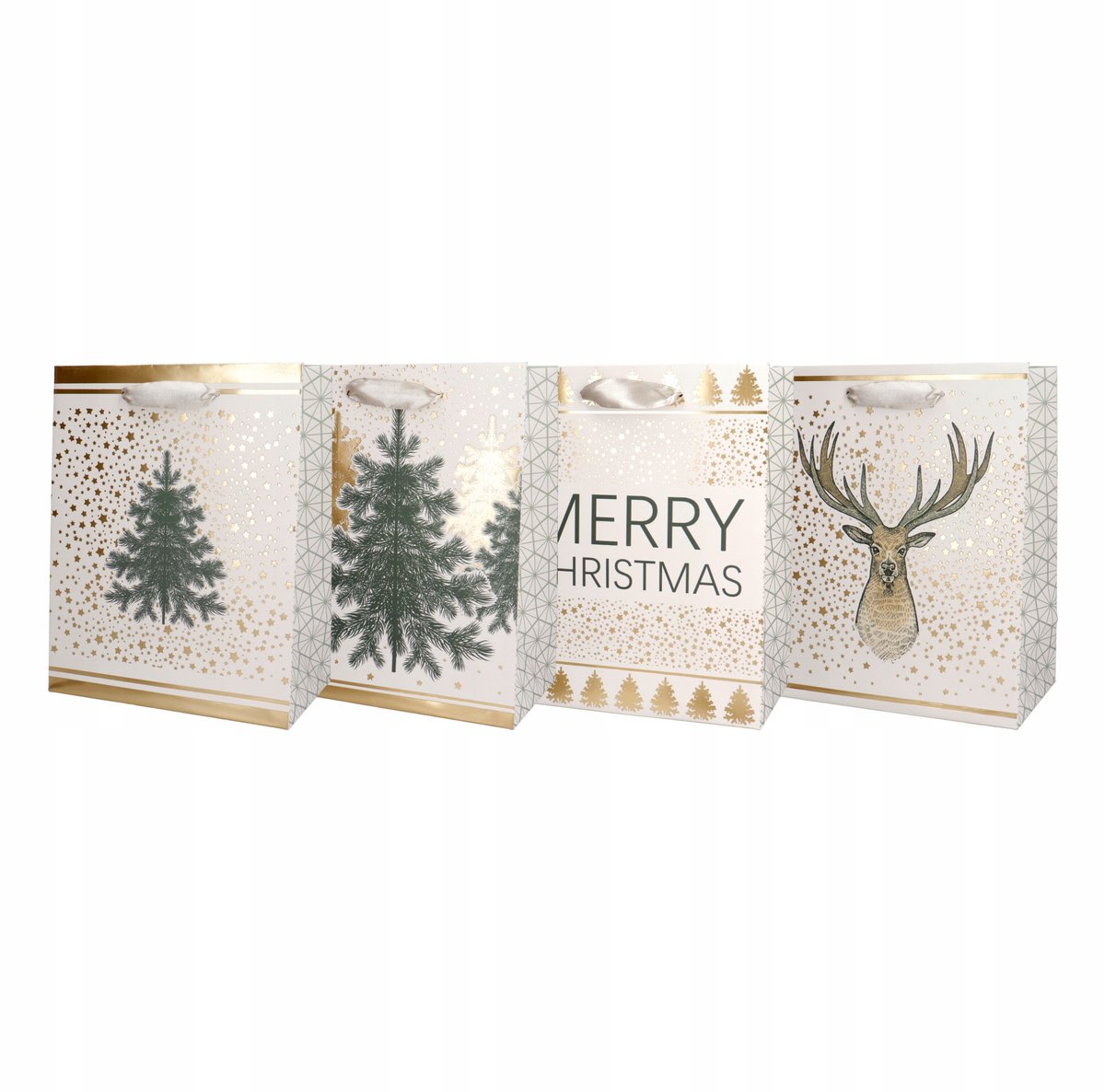4x Kerstcadeauzakjes - Winter Thema - 11x14 cm