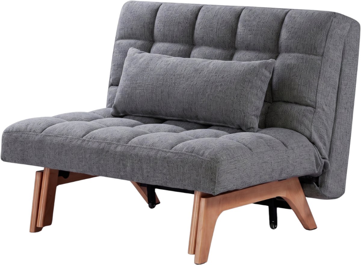 Troonz Luxe Slaapstoel Amalfi Donker Grijs 100x200 – Inklapbare Slaapbank - Zetelbed – Slaapfauteuil 1 Persoon – Tot 150 kg Draagvermogen