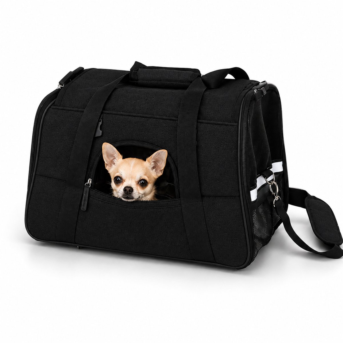 belviona Huisdier transporttas, voor kat & kleine hond tot 10 kg, zwart