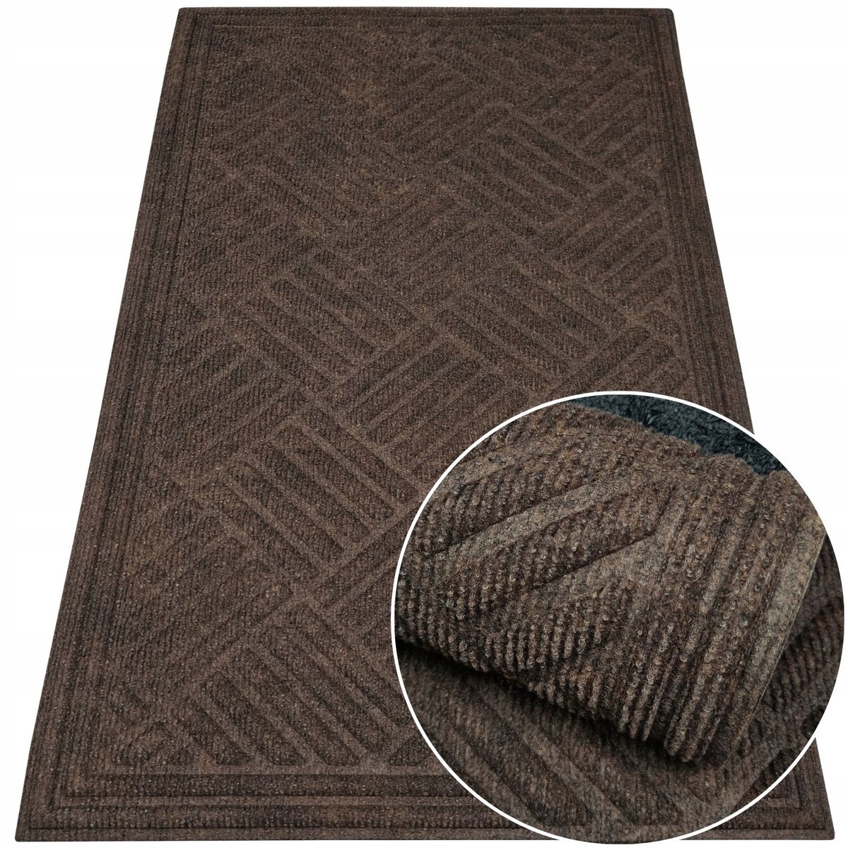 Brons Antislip Deurmat 60x90 cm - Witte Schakering Patroon