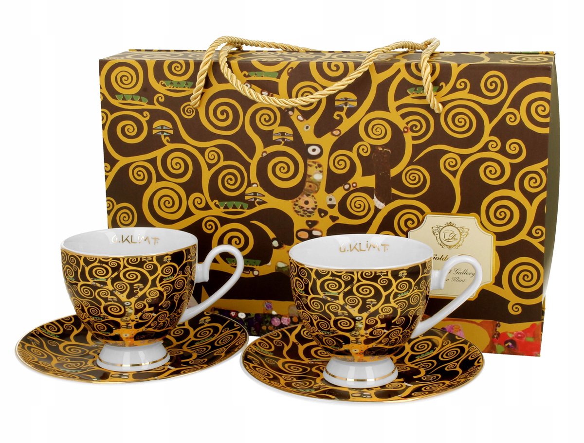Set van 2 Kopjes met Schotels - "Levensboom" Design, 220ml