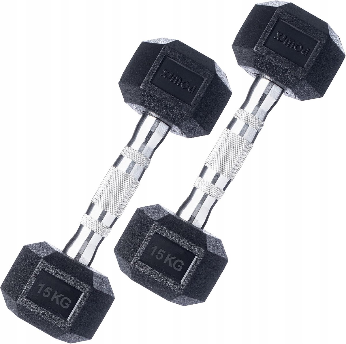 POWRX Set 2x15kg Zesthoekige Halters - Totaal 30kg
