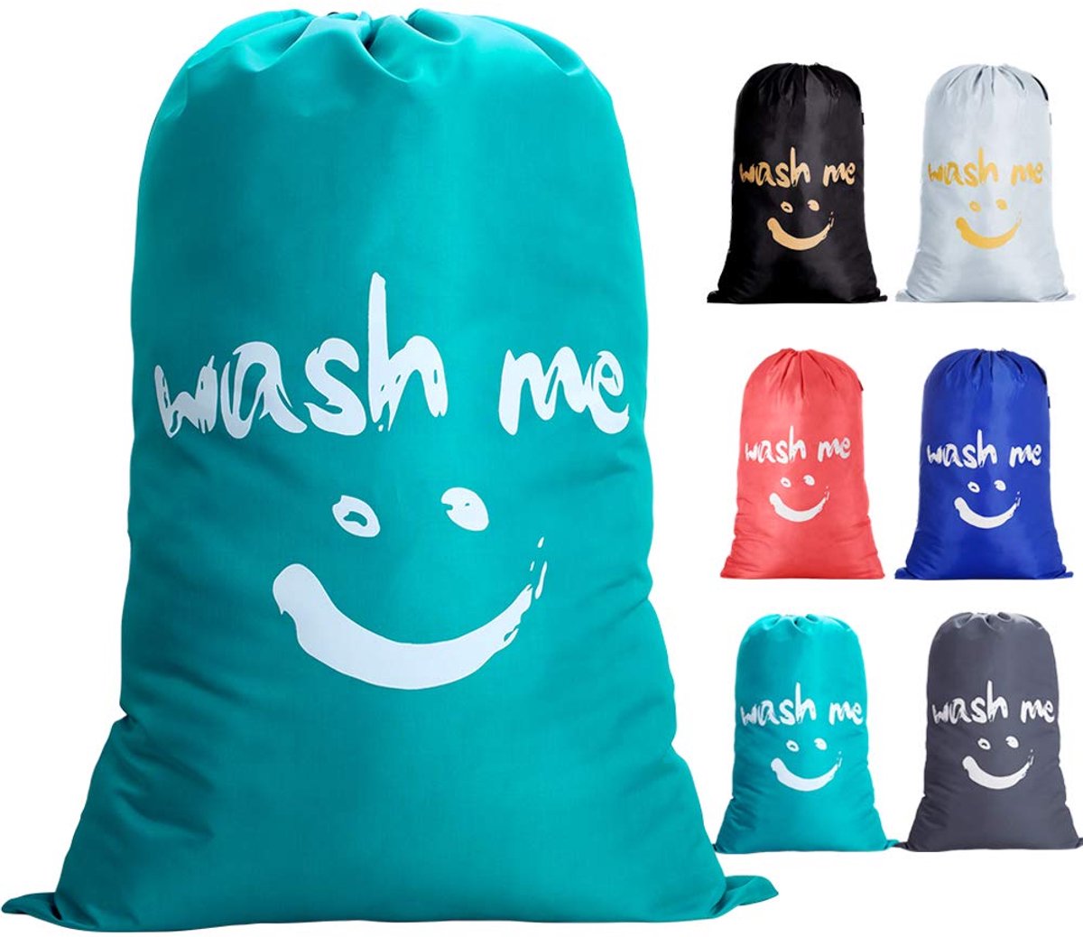 Waszak voor op reis 120L - grote opvouwbare wasmand - blauw - ideaal voor vuile was - ShopVlot