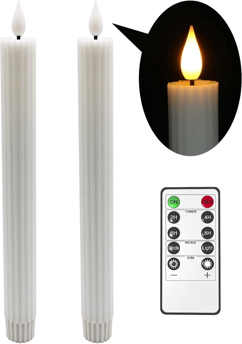 LED Taper Kaarsen 2 stuks - Echte wax met timer - Dimbaar warm wit licht - Perfect voor sfeervolle decoraties - ShopVlot