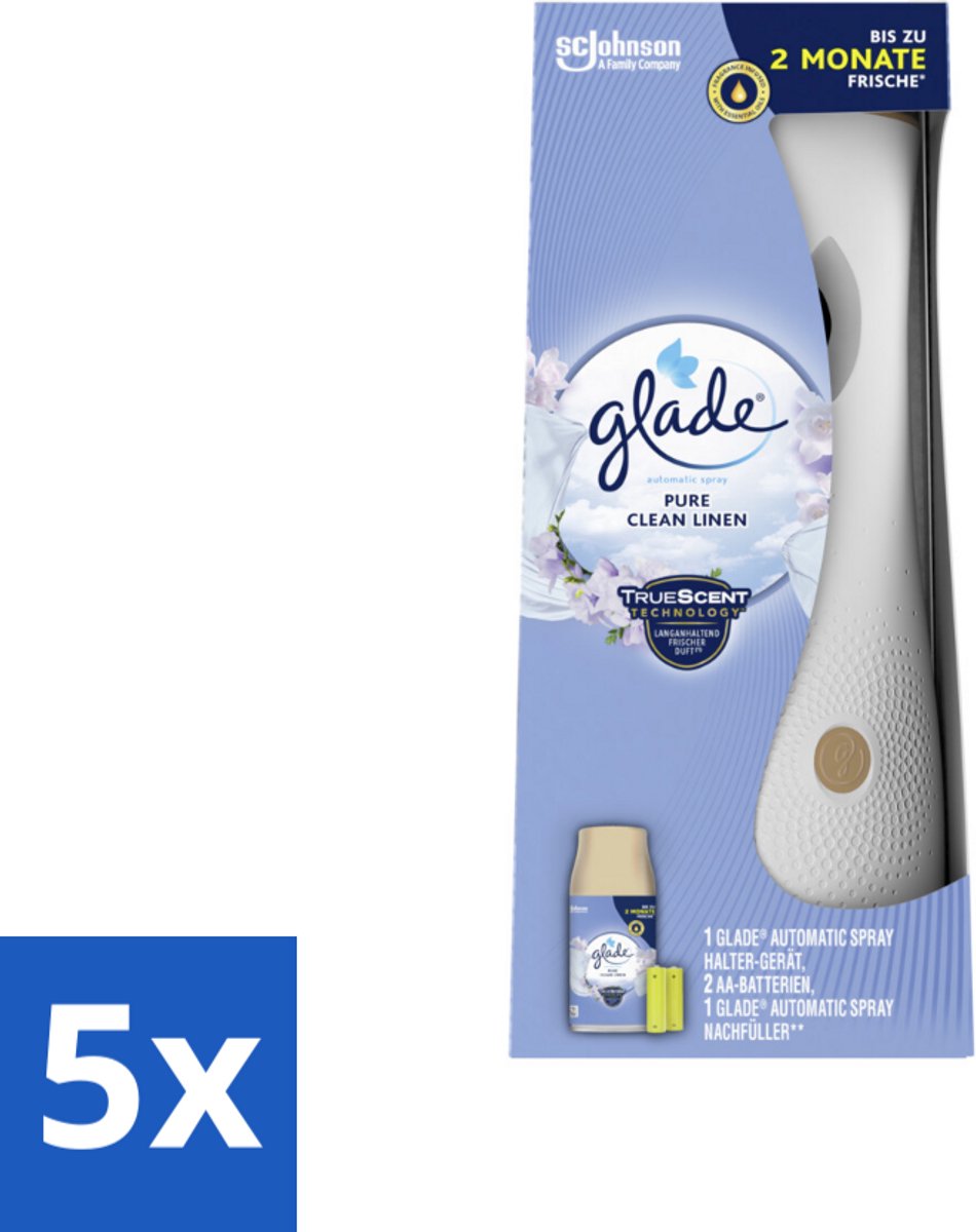 Glade - Startset Automatische Spray - Pure Clean Linen - 269 ml - Bulkverpakking - 5 stuks