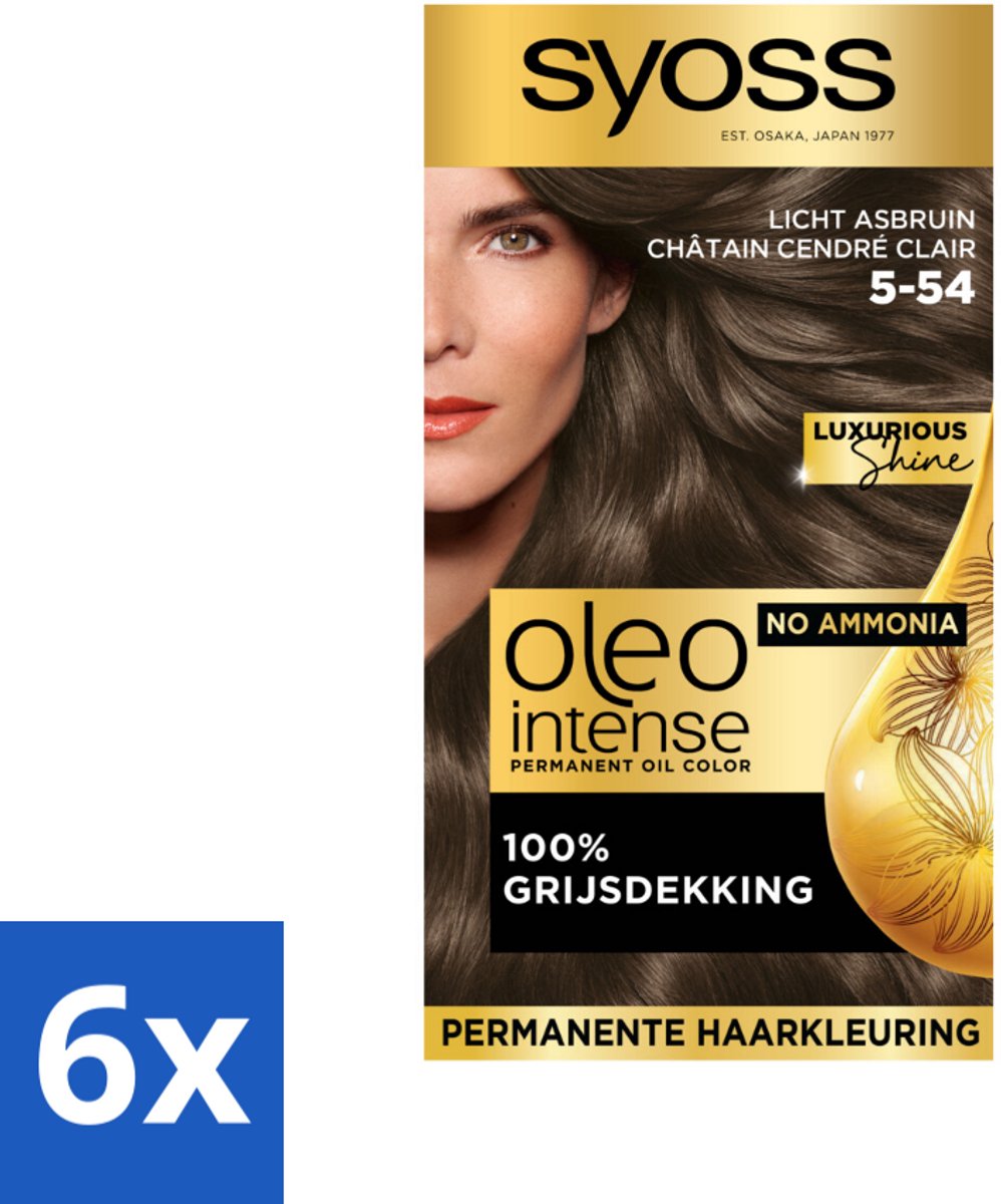 Syoss Oleo Intense - Haarverf - 5-54 - Licht Asbruin - 115ml x 6
