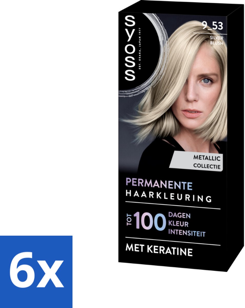 6 x SYOSS - Coloration 9-53 Silver Blush - Haarverf - Grijsdekking - Vermindert Haarbreuk - Permanente Haarkleuring - Haarkleur - SYOSS - Grijsdekking - Keratine