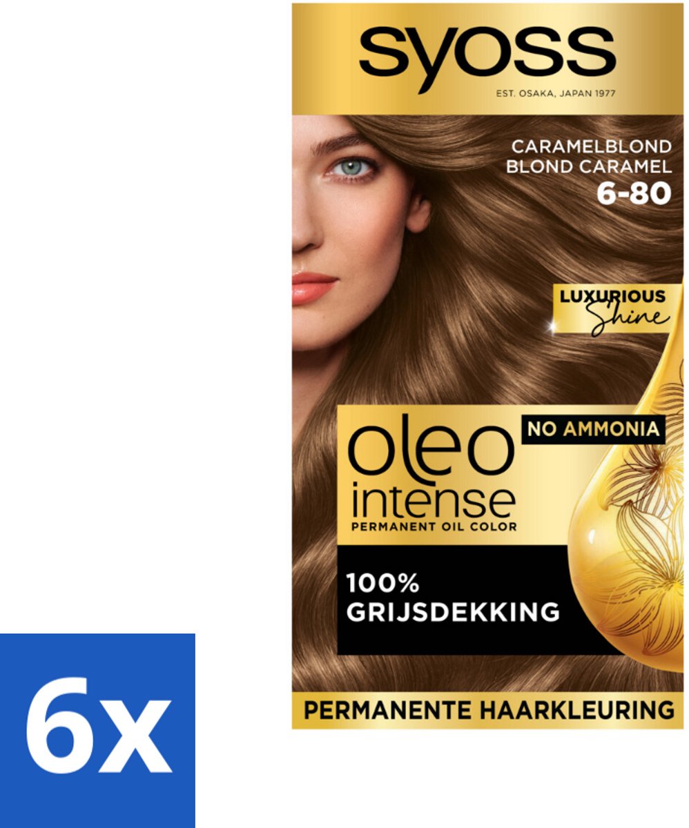 Syoss Oleo Intense - Haarverf - 6-80 - Caramelblond - 115ml x 6