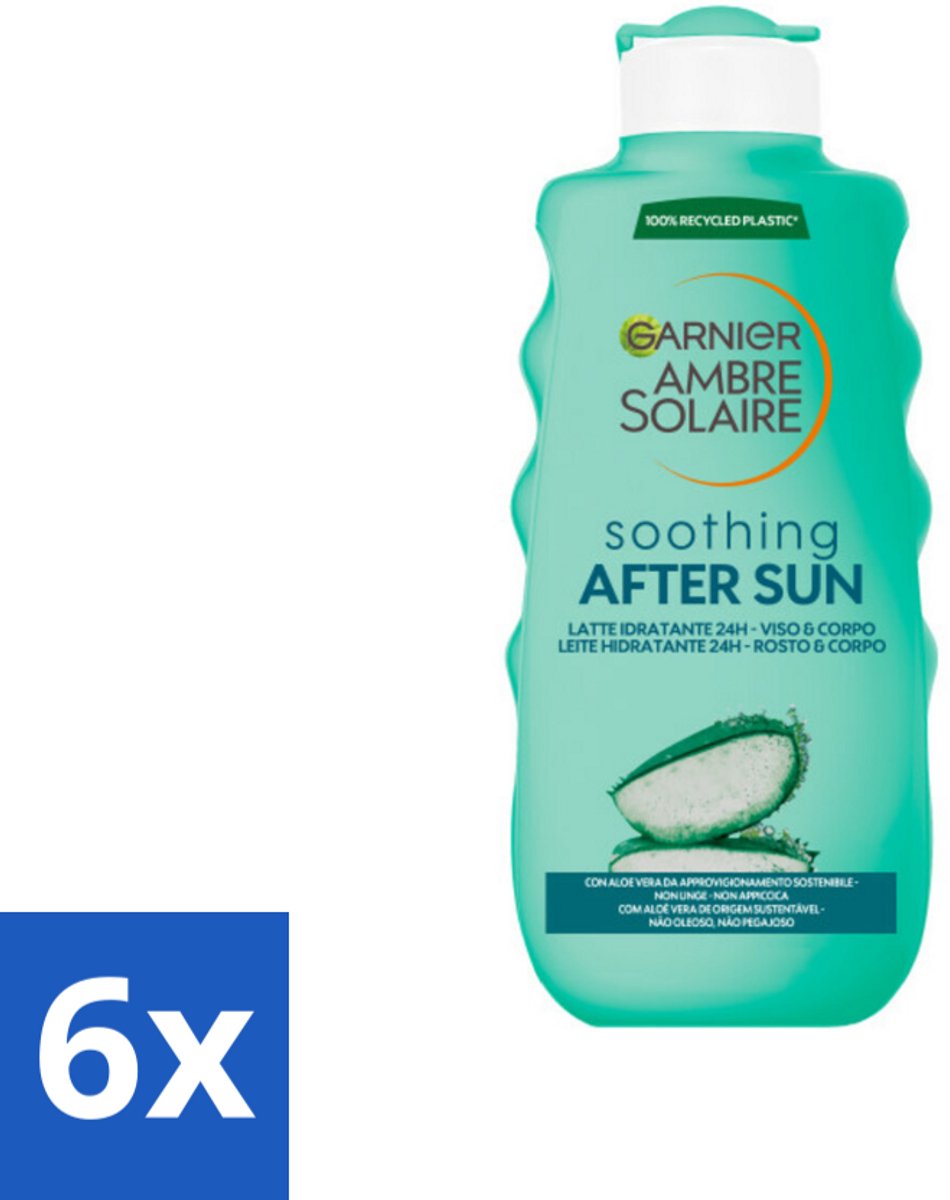 6 x Garnier - Ambre Solaire - Aftersun Melk - Verzachtend - 175 ml - Zonnebrand Nabehandeling - Aftersun - Hydraterende Lotion - Aloë Vera - Verzachtende Crème