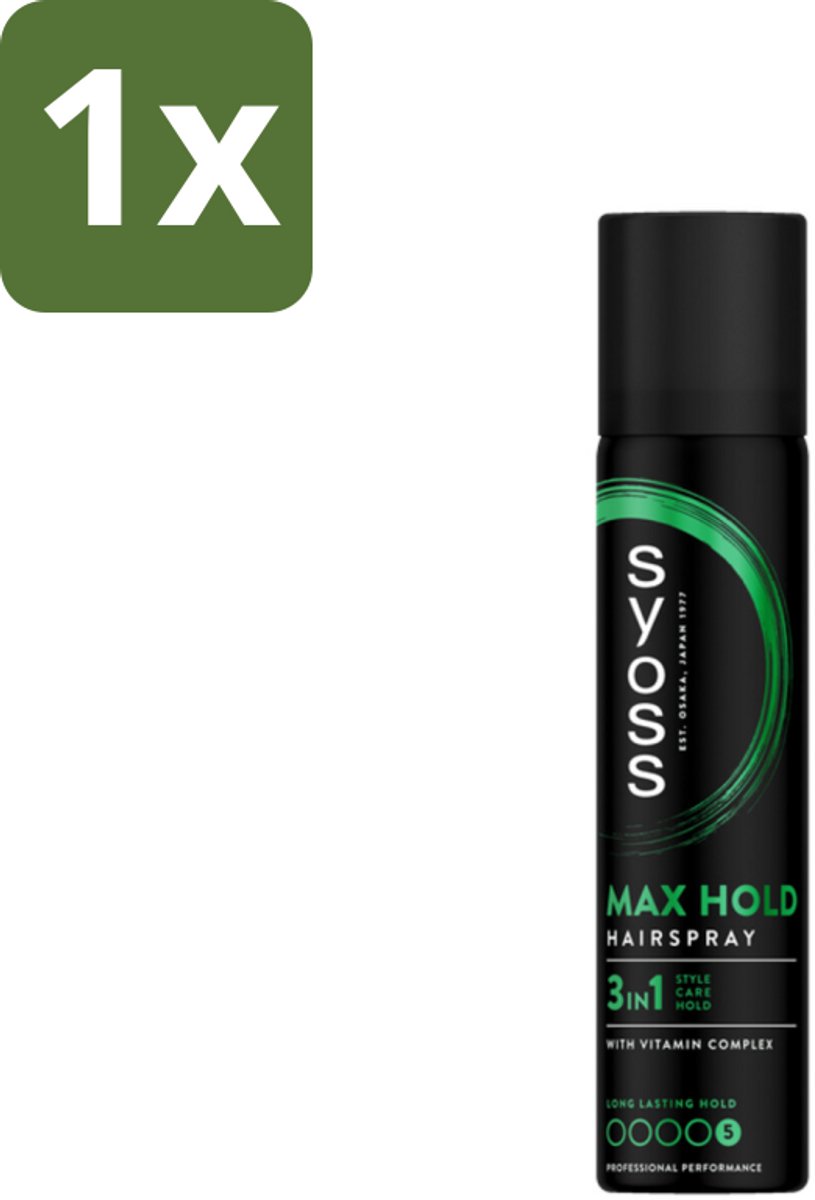 1 x Syoss - Max Hold - Haarspray - Compacte Fixatie - 75 ml - Haarspray - Max Hold - Compact Haarspray - Haarspray 75 Ml - Haarspray Voor Onderweg