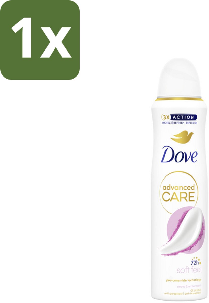1 x Dove Deodorant Spray - Soft Feel - 150 ml - Dove Deodorant Spray Soft Feel - Anti-transpirant - Zweetbevoegd - Oksel Verzorging - Warme Geur