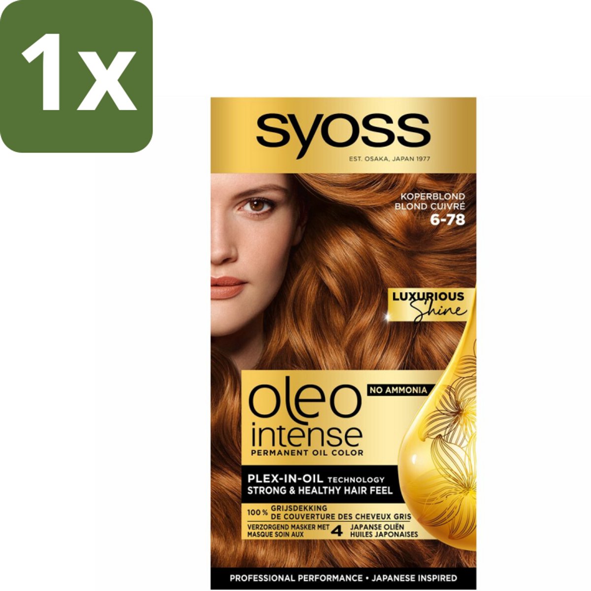 1 x SYOSS - Oleo Intense 6-78 - Haarverf - Permanente Haarkleuring - Koperblond - Langdurige Kleur - Haarkleuring - Koperblond - Permanente Haarkleuring - Olie-formule - Haarverf