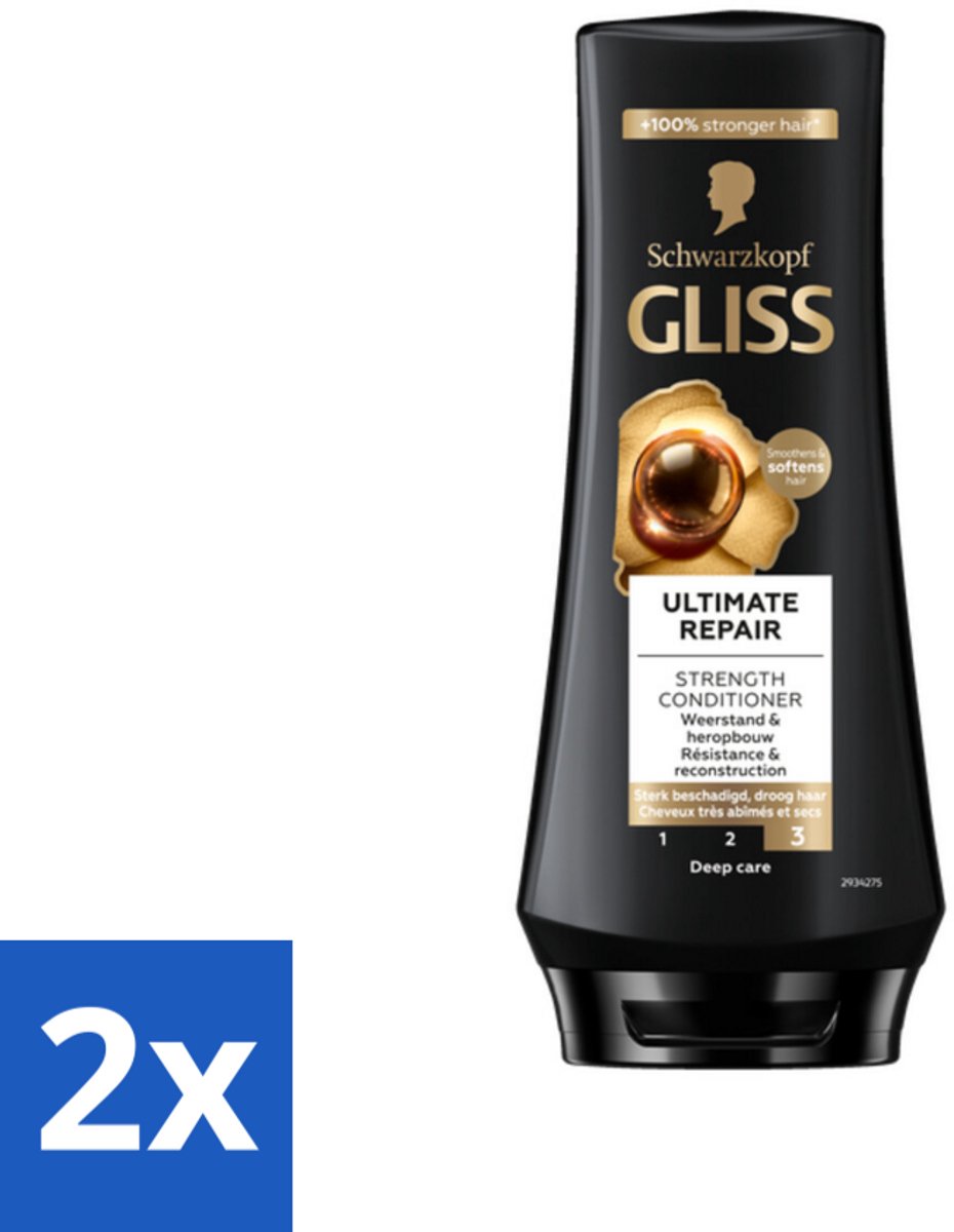 2 x Gliss - Hair Repair - Conditioner voor Ultiem Herstel van Beschadigd Haar - 200 ml - Haar Conditioner - Haar Herstel - Beschadigd Haar - Droog Haar - Keratine Conditioner