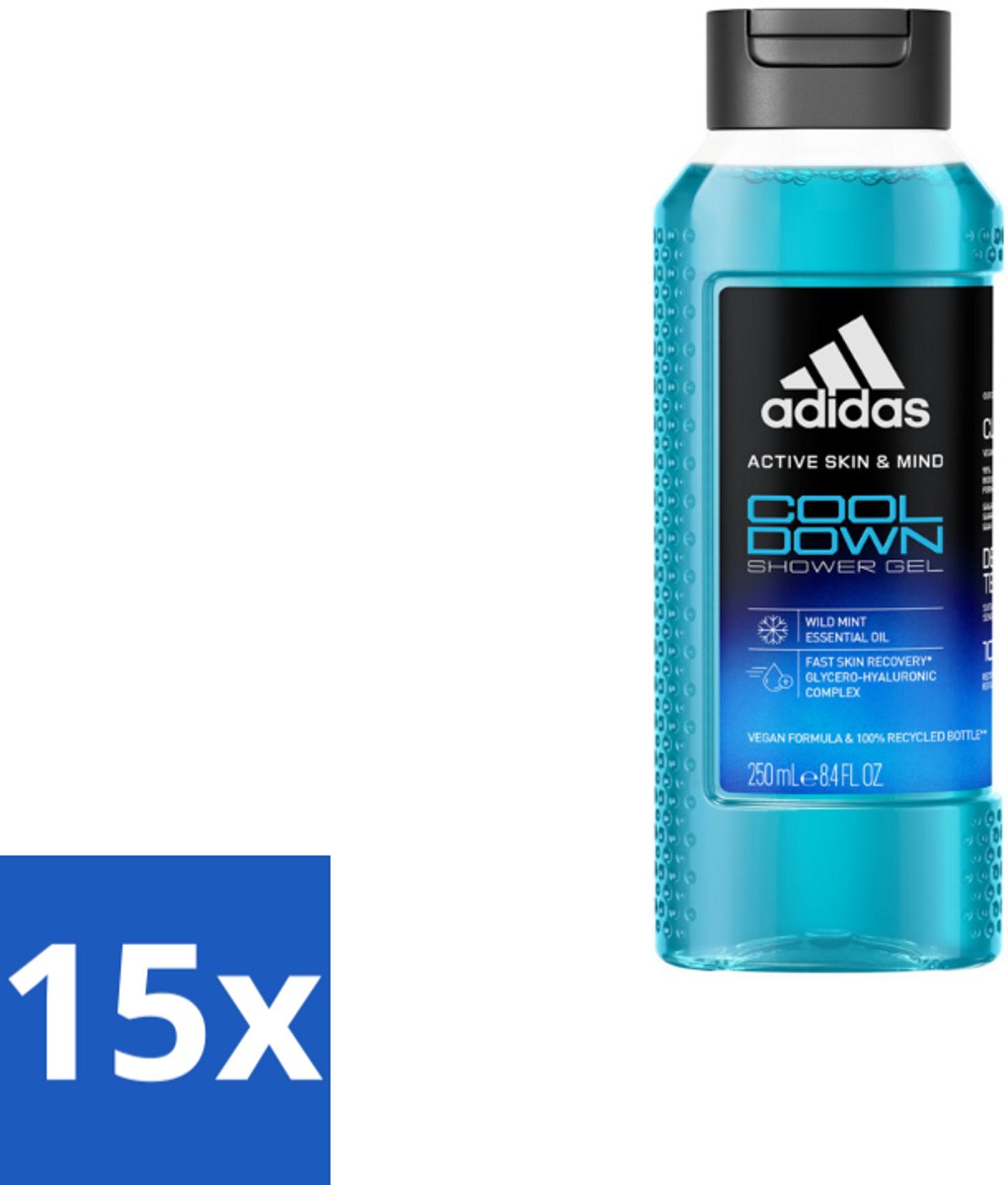 Adidas – Douchegel – Active Skin & Mind Cool Down – 250 ml - Bulkverpakking - 15 stuks