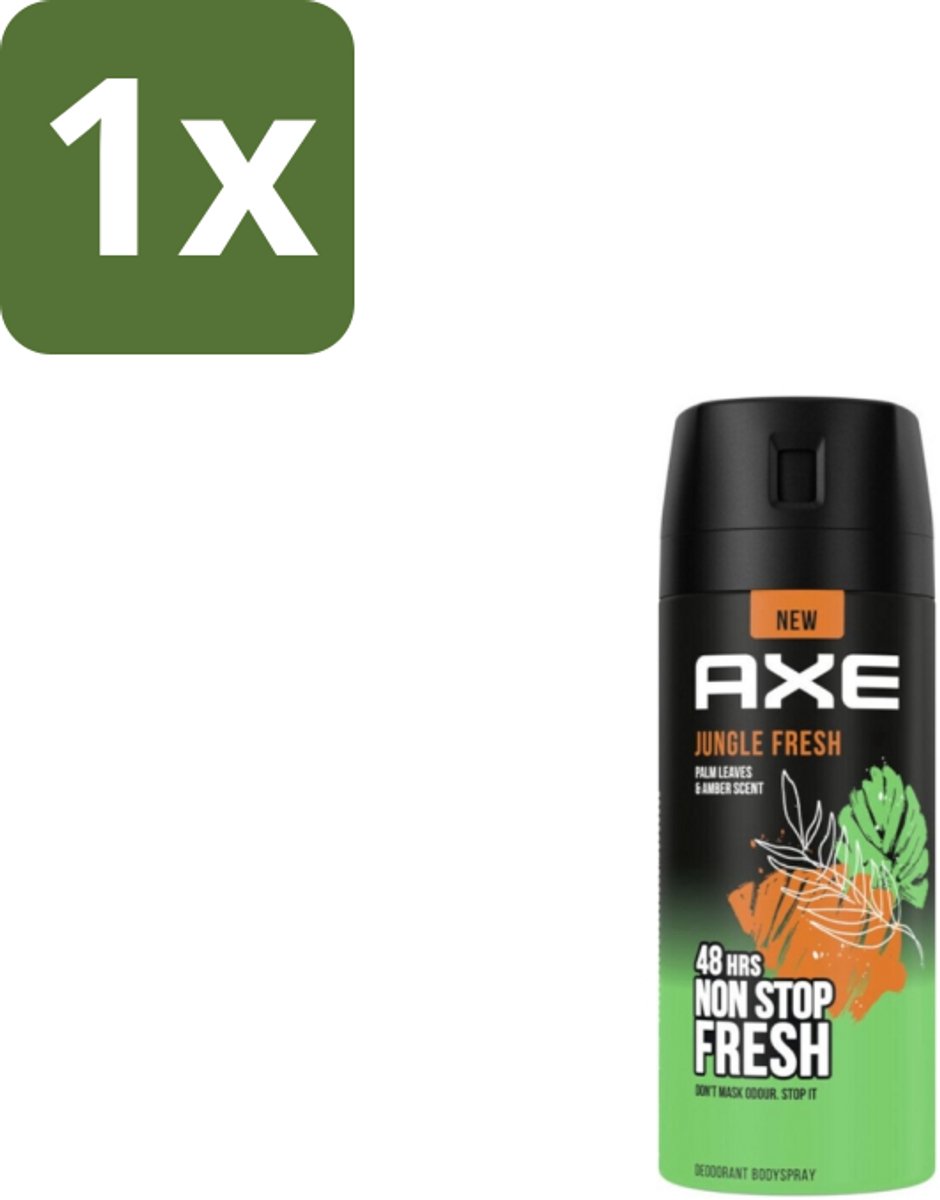 1 x AXE - Deodorant Spray - Jungle Fresh - Tropische Geur - Verfrissend - 150 ml - Deodorant Spray - Tropische Geur - Frisheid - Zweetbestrijding - Geurneutralisatie