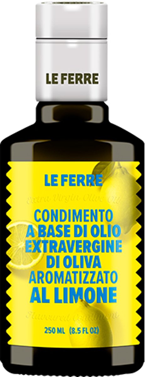 Le Ferre - Citroen Olijfolie Extra Vierge 250 ml – Italiaanse Extra Vierge Olijfolie met Citroenaroma – Premium Infusie – Voor Vis, Salades & Pasta