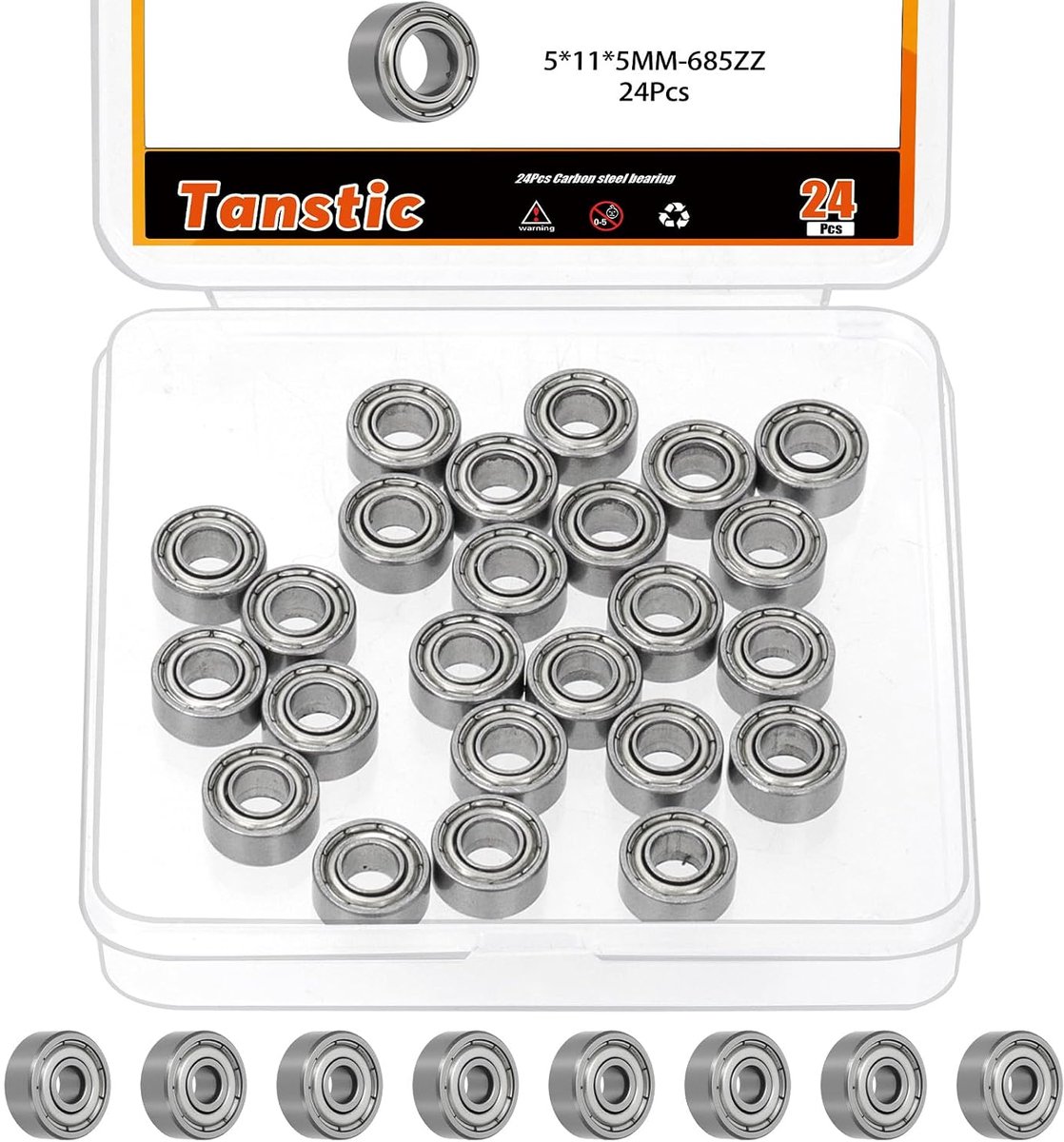 Kogellagers 3x8x4mm - Stalen Groefkogellagers - 24 Stuks - Geschikt voor Skateboards en 3D Printers - ShopVlot