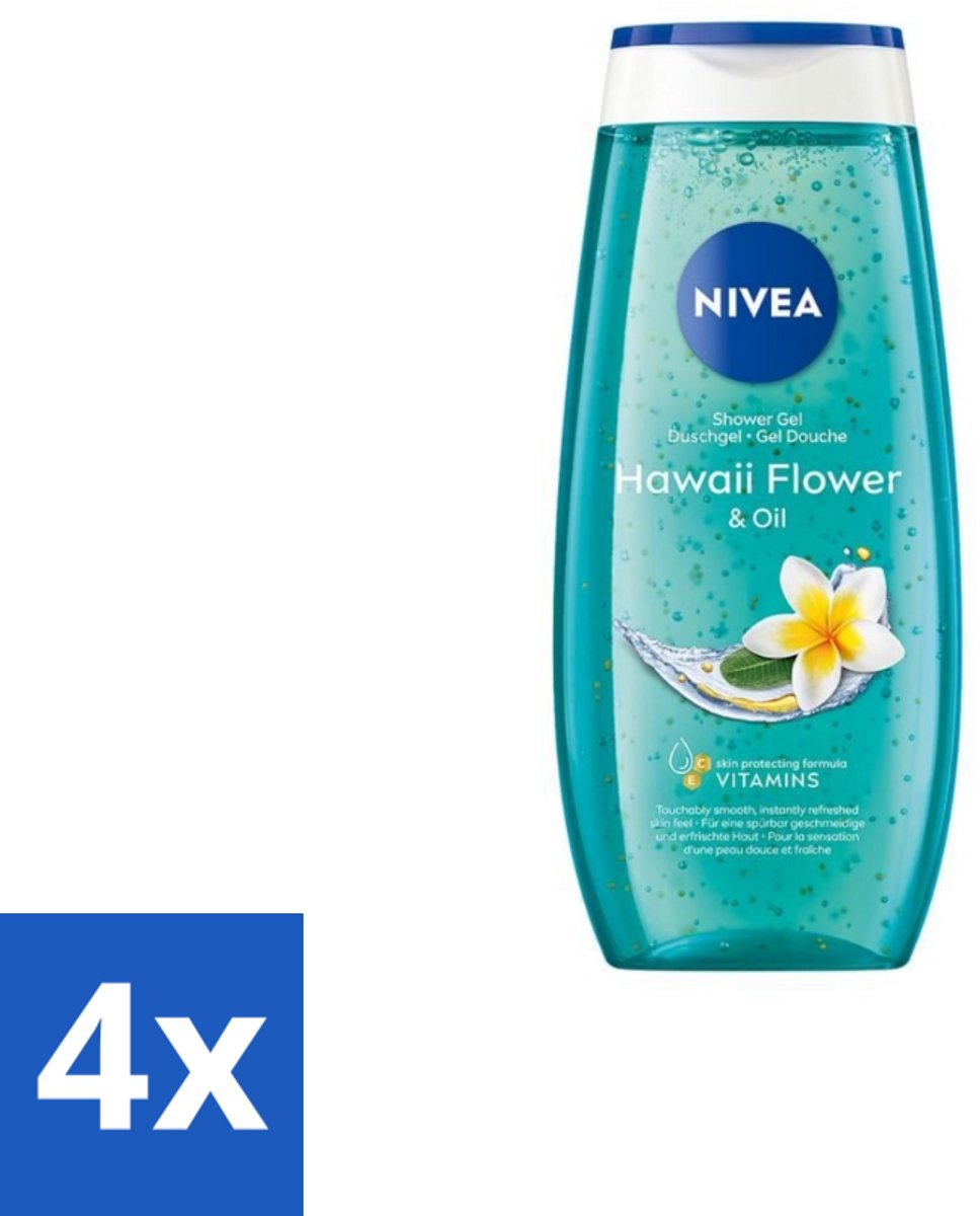 4 x NIVEA - Douchegel - Hawaii Bloem & Olie - Verzorgend & Verfrissend - 250 ml - NIVEA Douchegel - Douchegel Hawaii - Verzorging Douchegel - Hydraterende Douchegel - Douchegel Voor Alle Huidtypen