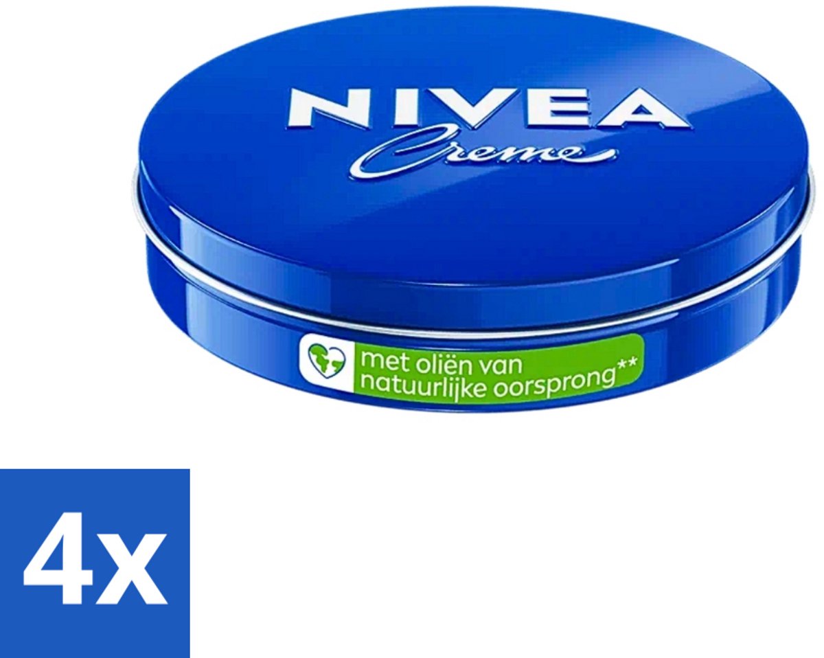 4 x NIVEA - Crèmeblik - Klassieke Crème - Natuurlijke oliën - 75 ml - NIVEA Crème - Verzorging - Droge Huid - Gevoelige Huid - Hydraterende Crème